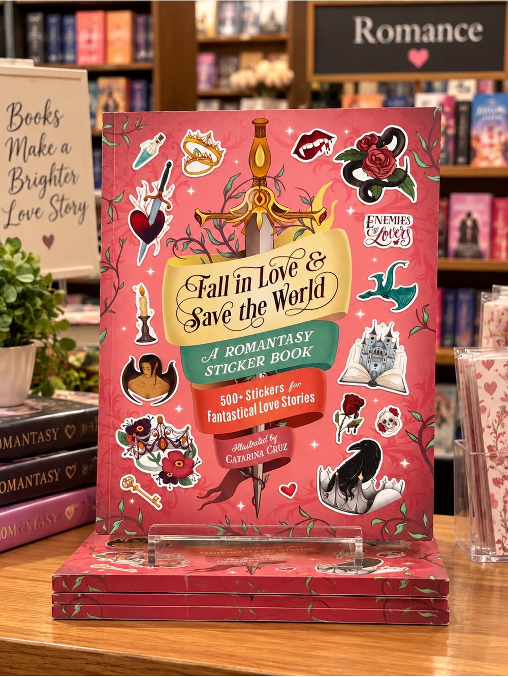Fall in Love & Save the World Romantasy Sticker Book - Pink